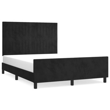 Vidaxl Posteljni okvir brez vzmetnice črn 140x190 cm žamet