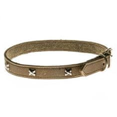 COBBYS PET Ovratnik iz pravega usnja podložen, okrašen z "X" vzorcem 20mm/50cm