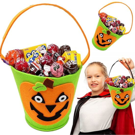 Korbi Torba za Halloween sladkarije zelena 17x15cm