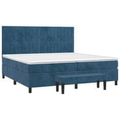 Vidaxl Box spring postelja z vzmetnico temno modra 200x200 cm žamet