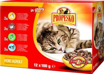 Propesko hrana za odralse mačke, piščanec, govedina, zajec in losos, (12 x 100 g)