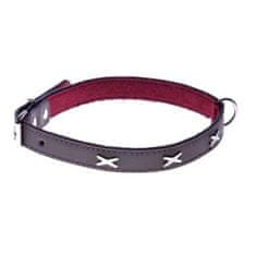 COBBYS PET Rjav ovratnik iz pravega usnja, podložen - in okrašen z znakom "X" 20mm/60cm