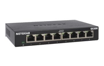 Netgear NETGEAR GS308 neupravljano L2 Gigabitno Ethernet stikalo, črno