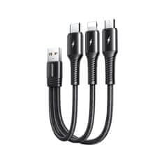 Joyroom 3v1 kratek kabel usb kabel - lightning / usb type c / micro usb 3.5a 15 cm črn (s-01530g9 lcm črn)
