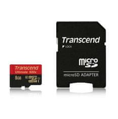 Transcend Pomnilniška kartica 8 GB microSDHC (Class10) UHS-I 600x (Ultimate) MLC (z adapterjem)