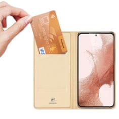 slomart dux ducis skin pro case za samsung galaxy s23+ flip card wallet stand gold