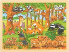 Goki Lesena sestavljanka Živalski dojenčki v gozdu 48 kosov