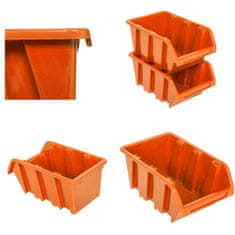 botle Viseča plošča za orodje 173 x 78 cm z 64 kos Škatla stenskih Oranžna in Črna škatle plastika XL