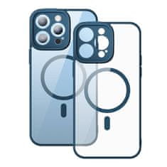 BASEUS zaščitni komplet frame transparenten magnetni ovitek in kaljeno steklo za iphone 14 pro max (modra)