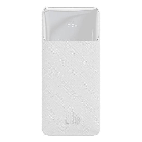 BASEUS powerbank bipow 30000mah, 2xusb, usb-c, 20W (bela)