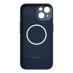 BASEUS zaščitni komplet liquid silica magnetic case in kaljeno steklo za iphone 14 (modra)