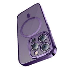 BASEUS magnetni ovitek glitter za iphone 14 pro (vijolične barve) + kaljeno steklo + čistilni komplet