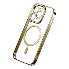 BASEUS Glitter magnetni etui za iPhone 14 Pro (zlati) + kaljeno steklo + komplet za čiščenje