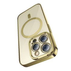 BASEUS glitter magnetni ovitek za iphone 14 pro max (zlati) + kaljeno steklo + čistilni komplet