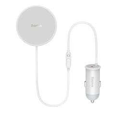 BASEUS CW01 magnetni nosilec za avtomobilsko rešetko s polnilnikom USB-C, 15 W + 25 W (bela)