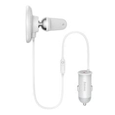 BASEUS CW01 magnetni nosilec za avtomobilsko rešetko s polnilnikom USB-C, 15 W + 25 W (bela)