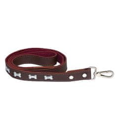 COBBYS PET Vodilo iz pravega usnja podloženo - okrašeno s kamni 120cm/25mm rjavo