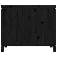 Vidaxl Zaboj za perilo črn 88,5x44x76 cm trdna borovina