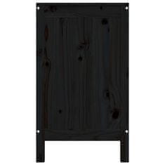 Vidaxl Zaboj za perilo črn 88,5x44x76 cm trdna borovina