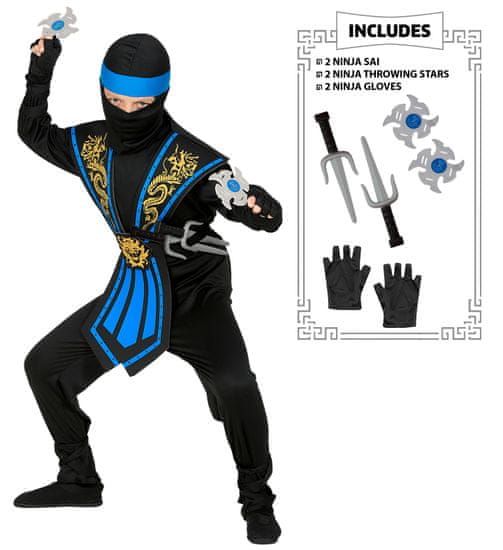 Widmann Kostum Ninja z Orožjem Modra