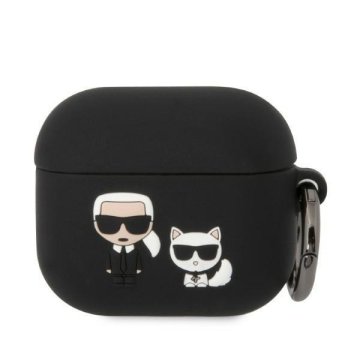 Karl Lagerfeld airpods 3 pokrovček črni/črni silikonski karl & choupette