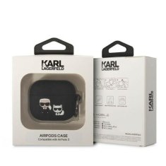 Karl Lagerfeld airpods 3 pokrovček črni/črni silikonski karl & choupette