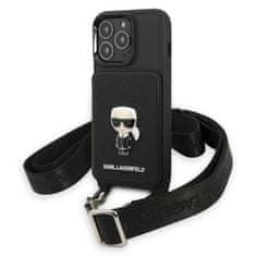 Karl Lagerfeld iphone 13 pro / 13 6,1" trdi ovitek črn/black saffiano metal ikonik