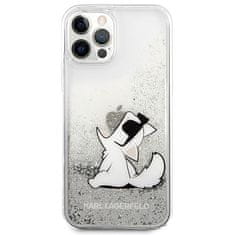 Karl Lagerfeld iphone 12 pro max 6,7" srebrn/srebrn trdi ovitek liquid glitter choupette fun