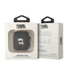 Karl Lagerfeld airpods 1/2 pokrovček črni/črni silikonski karl head 3d