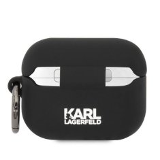 Karl Lagerfeld airpods pro cover črn silikonski karl head 3d