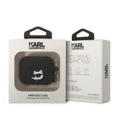 Karl Lagerfeld airpods pro pokrovček črn/črn silikonski choupette head 3d