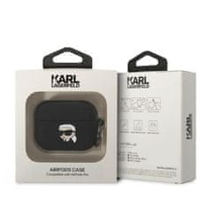 Karl Lagerfeld airpods pro cover črn silikonski karl head 3d
