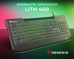 Genesis Lith 400 RGB gaming tipkovnica, X-Scissor, RGB LED, Anti-Ghosting, črna