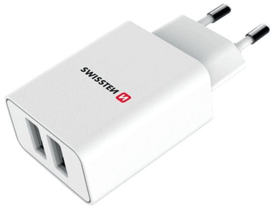 SWISSTEN omrežni adapter Smart Ic 2X Usb 2.1A Power + Data Cable Usb/Micro Usb 1.2 M White