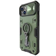 Nillkin camshield armor pro ovitek iphone 14 oklepno ohišje z obročem za kamero stojalo temno zeleno
