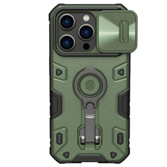 Nillkin camshield armor pro ovitek iphone 14 pro oklepno ohišje s pokrovom za kamero obročno stojalo temno zeleno