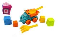 Teddies Peščeni set 6 kosov plastičnih prosto vozečih avtomobilov z dodatki 2 barvi v mreži 12m+