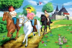 Schmidt Puzzle Bibi in Tina 4v1 v pločevinasti škatli (100, 100, 150, 150 kosov)