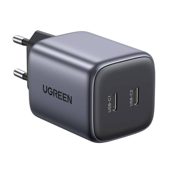 Ugreen CD294 omrežni polnilnik, 2x USB-C, GaN, PD3.0, QC4.0, 45 W (siva)