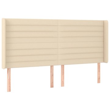 Vidaxl Vzglavje z ušesi krem 183x16x118/128 cm blago