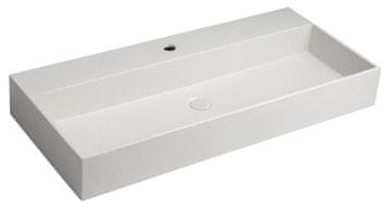 SAPHO QUADRADO Elegantno Betonirano Umivalnik 96x44cm v Beli Peščeni Barvi