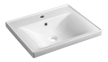 AQUALINE Umyvadlo SAVA 55x46 cm, Keramika, Bela, SLIM, Soft Close, Na Pohištvo