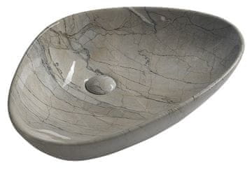 SAPHO DALMA Eliptični Keramični Umivalnik na Desko, 58,5x39cm, Siva Moderna Eleganca