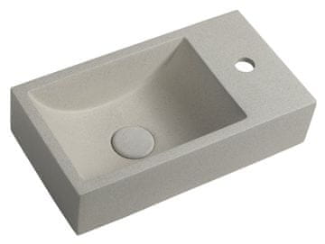 SAPHO Stensko Betonirano Umivalo CREST R, 40x22cm, Bel Peskovec, Vključena Odpustka