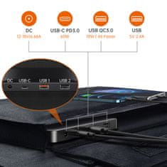 Choetech Zložljiv sončni polnilnik 120 W DC 3 x USB, črn