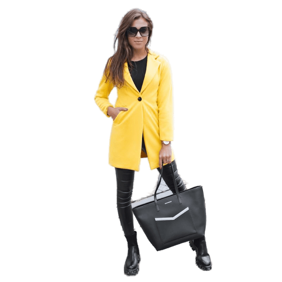 Dstreet Eleganten ženski plašč z gumbom navzdol LUGI rumene barve ny0462