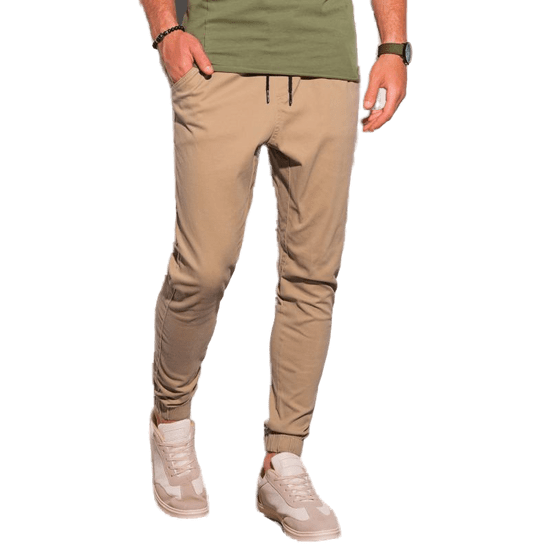 OMBRE Moške športne hlače NIKO rjave barve MDN20402