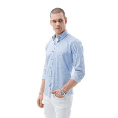 OMBRE Moška majica z dolgimi rokavi TATE svetlo modra MDN24749 S