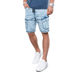 OMBRE Pánske džínsové kraťasy CREW svetlé džínsy MDN116272 M
