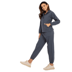 BERRAK Ženska bombažna pižama CANDIS s kapuco grafitne barve BR-PI-9122_391318 XL